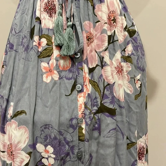 NWT!! Band Of Gypsies - Blue/Pink Floral MIDI Dress - Size Medium - Picture 10 of 12